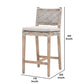 Interwined Rope Design Counter Stool With Removable Seat Cushion, Gray