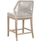 Counter Stool With Rope Back And Wooden Legs, Gray And Brown