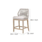 Counter Stool With Rope Back And Wooden Legs, Gray And Brown
