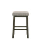 25 Inch Wooden Bar Stool With Fabric Seat, Set Of 2, Gray