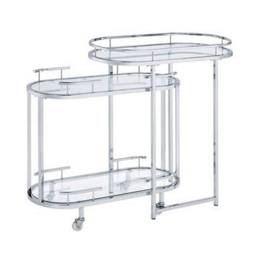 Bar Cart with Tempered Glass Shelves