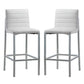 Eun 30 Inch Faux Leather Channel Barstool, Chrome Legs, Set Of 2