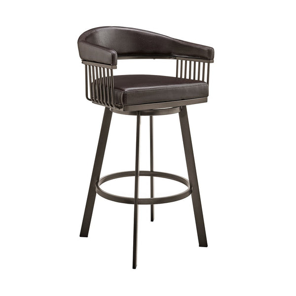 Oliver 26 Inch Modern Counter Stool, Vegan Faux Leather, Swivel, Black