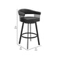 Oliver 26 Inch Modern Counter Stool, Vegan Faux Leather, Swivel, Black