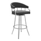 Myla 30 Inch Vegan Faux Leather Bar Stool Chair, Swivel, Metal Legs