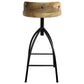 The Urban Port - 30-35 Inch Industrial Style Adjustable Swivel Bar Stool With Backrest