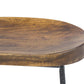 Mango Wood Saddle Seat Bar Stool With Iron Rod Legs, Brown And Black