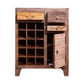 The Urban Port - 35 Inch 3 Drawer Mango Wood 15 Bottle Wine Accent Cabinet With 1 Door Storage