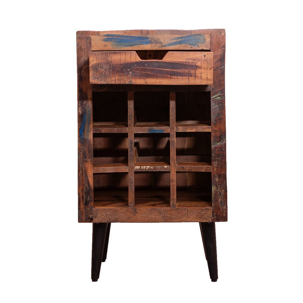 The Urban Port - 9 Bottle Storage Wine Rack Cabinet With 1 Drawer And Angled Metal Legs