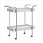 The Urban Port - Storage Cart With 2 Tier Design And Metal Frame, White And Chrome