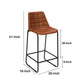 The Urban Port - 29 Inch Bar Height Chair, Square Tufted Genuine Leather Seat, Metal Frame