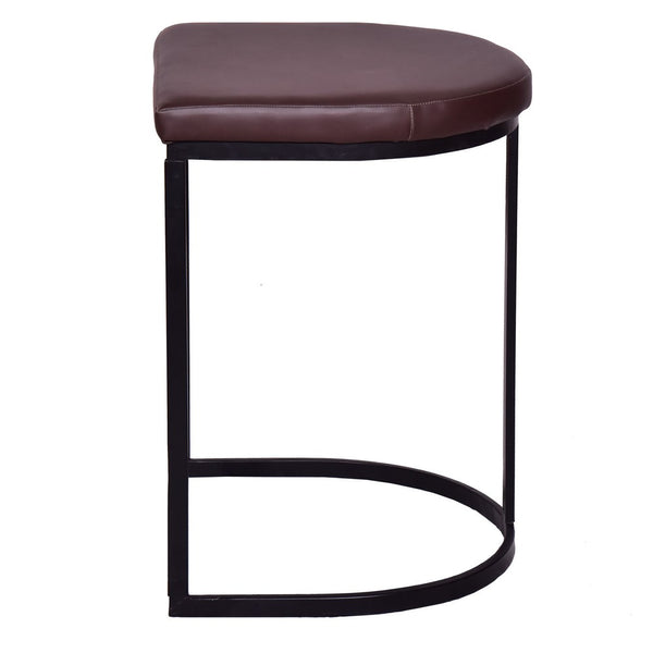 The Urban Port -  26 Inch Counter Height Stool With Vegan Faux Leather Upholstery, Black Iron Frame