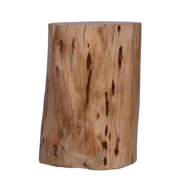 The Urban Port - 17 Inch Accent Stump Stool End Table, Live Edge Acacia Wood Log With Grain And Knot Details, Natural Brown