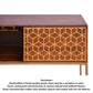 The Urban Port - Kalyn 48 Inch Acacia Wood Bar Cabinet, 1 Door, Metal Frame, Geometric Screen Printed Design, Brass