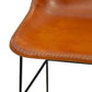 The Urban Port - Bar Height Chair With Genuine Leather Upholstery, Tubular Frame, Tan Brown, Black