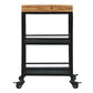 Industrial Serving Cart With 3 Tier Storage And Metal Frame, Brown And Black