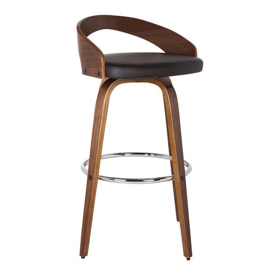 Faux Leather Swivel Counter Height Bar Stool With Open Back