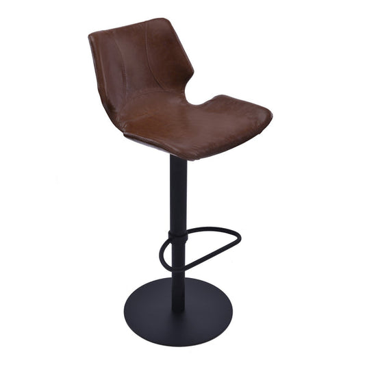 Leatherette Counter Bar Stool With Adjustable Metal Tubular Support
