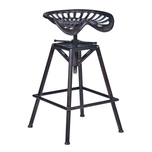 Industrial Metal Bar Stool with Saddle Seat and Cut Out Design