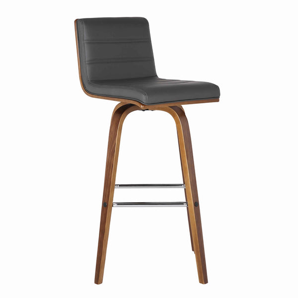 Faux Leather Counter Height Bar Stool With Wooden Support