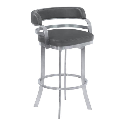Metal Frame Swivel Bar Stool With Curved Leatherette Seating
