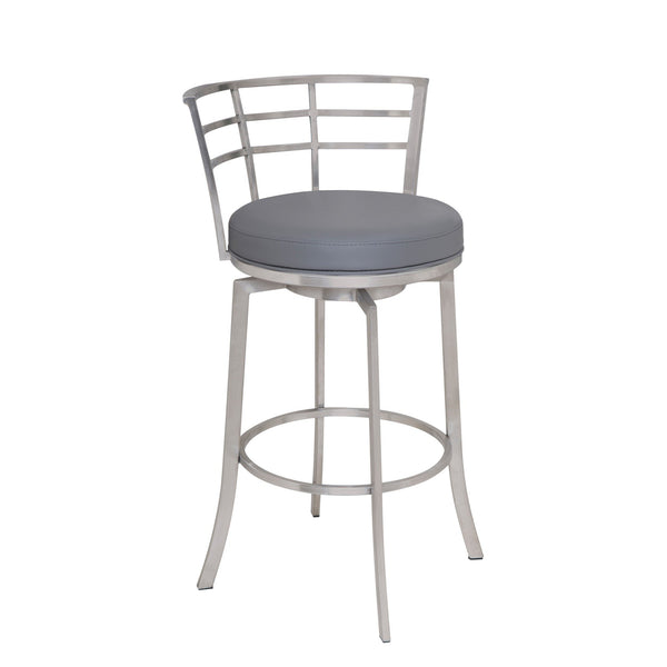 Curved Metal Back Counter Height Bar Stool With Flared Legs