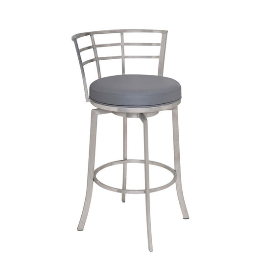 Curved Metal Back Counter Height Bar Stool With Flared Legs