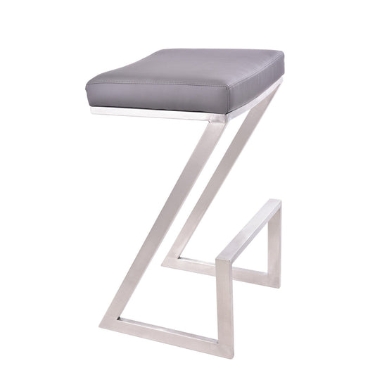 Z Shaped Metal Backless Bar Stool with Padded Seat