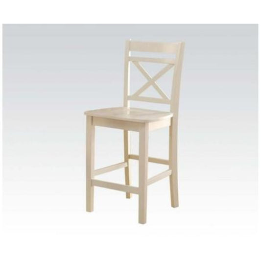 Transitional Style Wooden Counter Height Chair With Cross Back