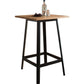Transitional Square Shaped Wooden Bar Table With Metal Base