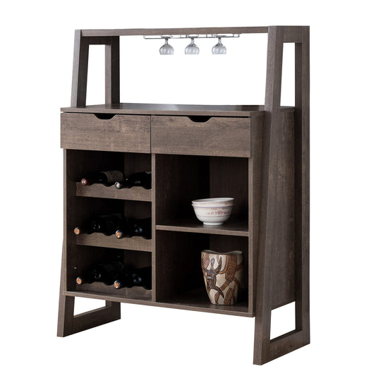 Stylish Wooden Wine Cabinet With Sled Legs And Spacious Storage