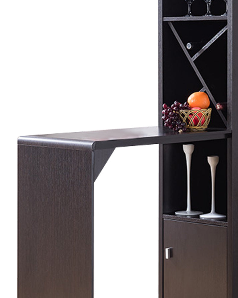 Wooden Wine Cabinet With Spacious Storage And Bar Table