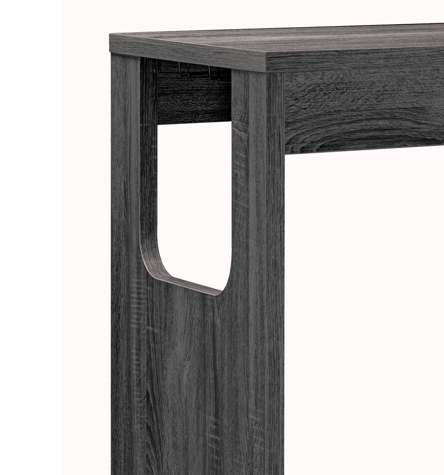 Transitional Style Wooden Bar Table With 3 Tier Side Shelves