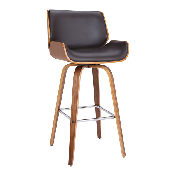 Bar Height Wooden Swivel Bar Stool With Leatherette Seat