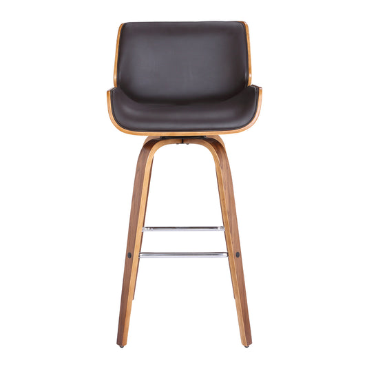 Counter Height Wooden Swivel Bar Stool With Leatherette Seat