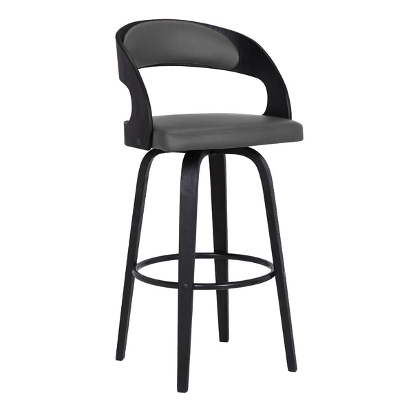 Counter Height Wooden Bar Stool With Cutout Padded Backrest