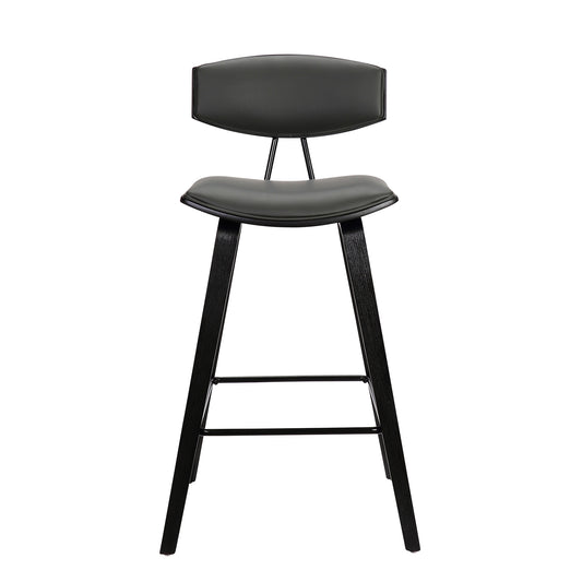 Counter Height Wooden Bar Stool With Curved Leatherette Seat