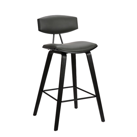 Bar Height Wooden Bar Stool with Curved Leatherette Seat