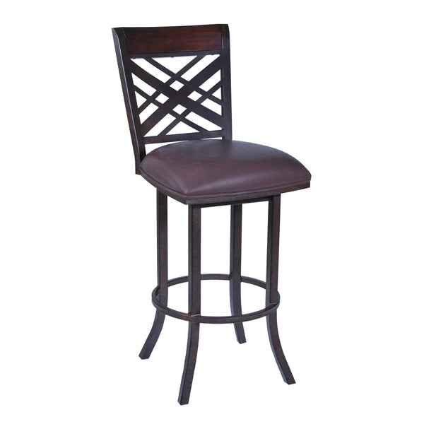 Metal Bar Stool With Leatherette Seat And Swivel Mechanism