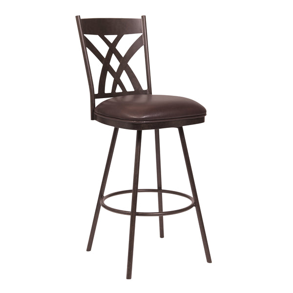 Counter Height Metal Swivel Bar Stool With Leatherette Seat