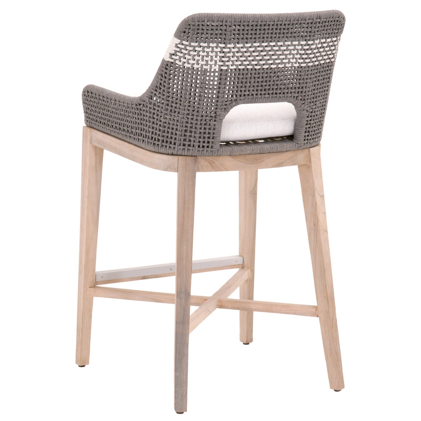 Interwoven Rope Bar Stool with Stretcher and Cross Support