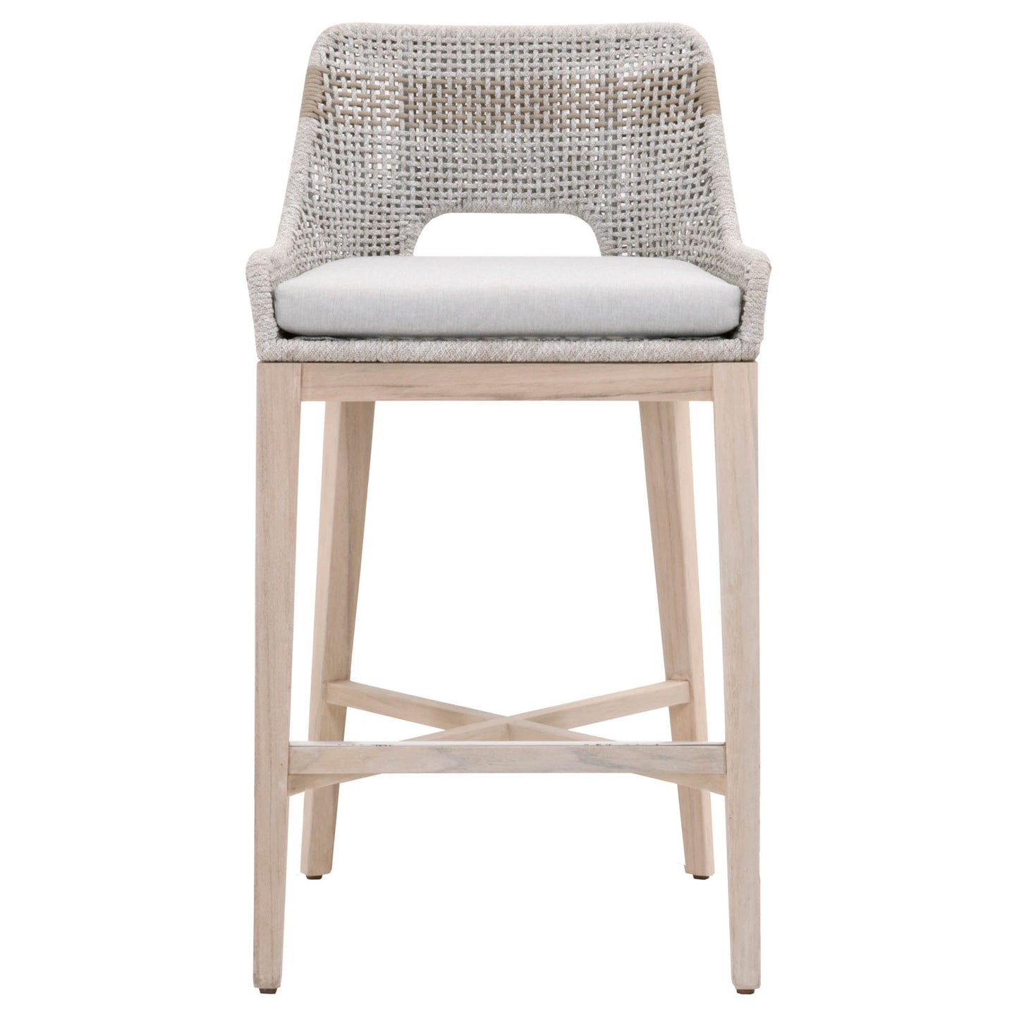 Interwoven Rope Bar Stool with Stretcher and Cross Support