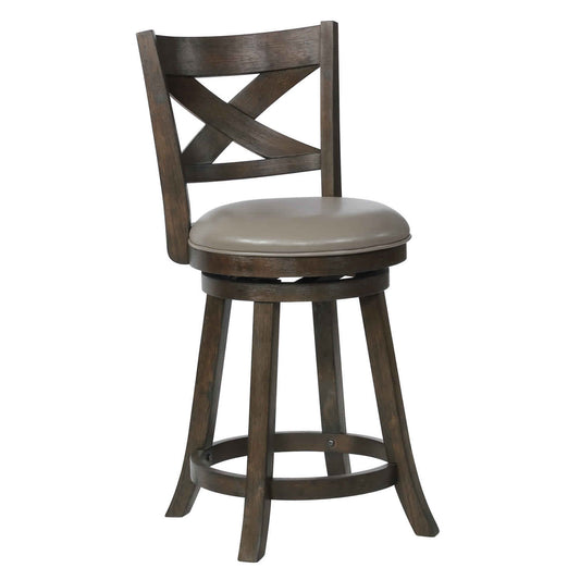 Curved Back Swivel Pub Stool With Leatherette Seat, Set Of 2