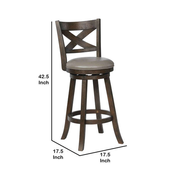 Curved Back Swivel Pub Stool With Leatherette Seat, Set Of 2