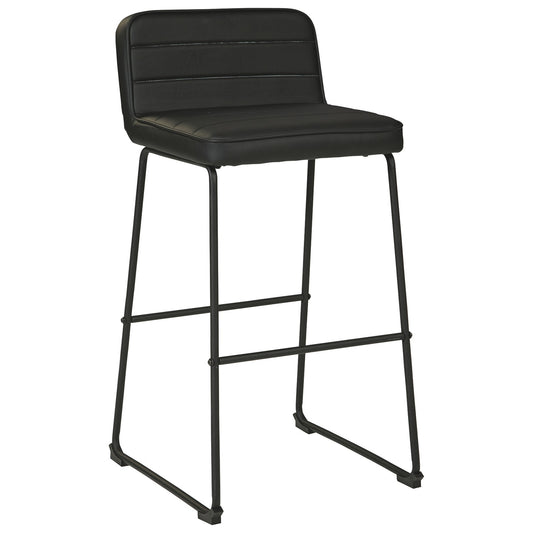40 Inch Channel Stitched Leatherette Bar Stool With Sled Base,Set Of 2