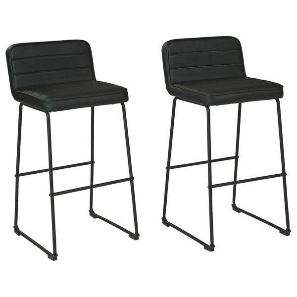 40 Inch Channel Stitched Leatherette Bar Stool With Sled Base,Set Of 2