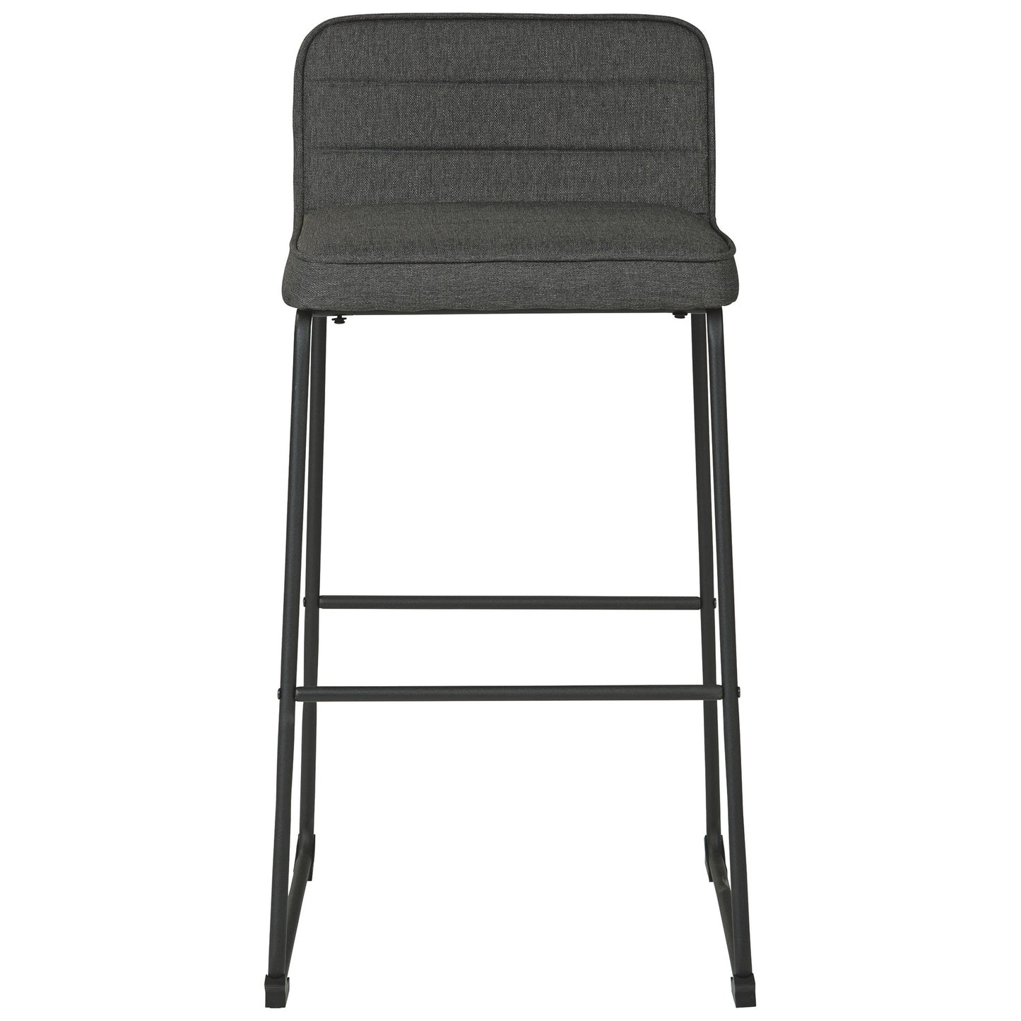 40 Inch Channel Stitched Low Fabric Bar Stool With Sled Base, Set Of 2