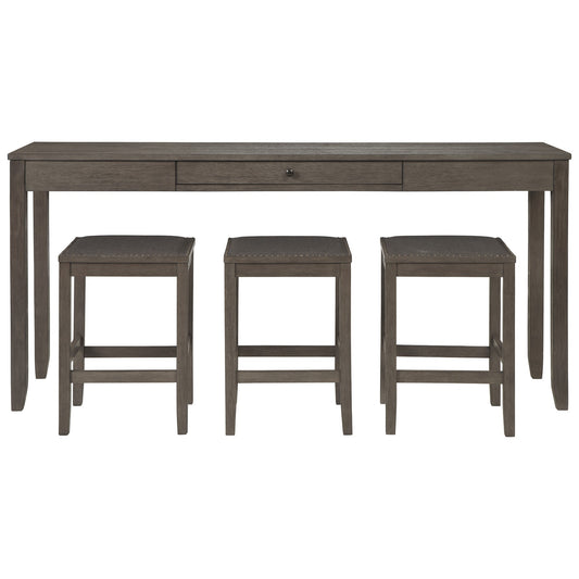 4 Piece Counter Height Dining Table Set with Bar Stool