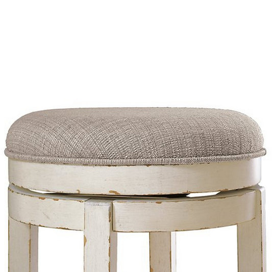 Swivel Backless Bar Stool with Fabric Cushioned Seat