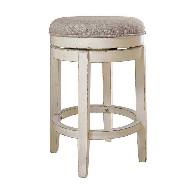 Swivel Backless Bar Stool with Fabric Cushioned Seat